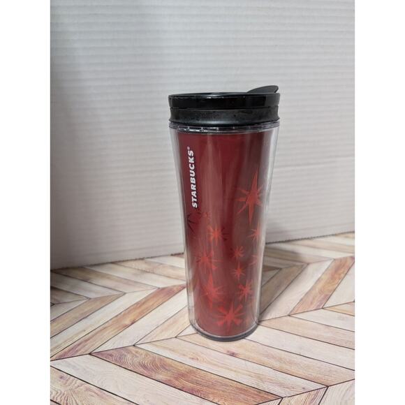 Starbucks Other - Starbucks 2011 Red Snowflake Star Christmas Tumbler Travel Mug 12 oz w Bonus Mug